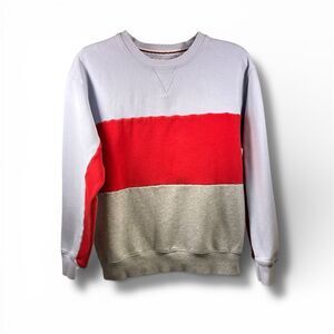TNA Aritzia Color Block Pullover Crewneck Sweatshirt in Lavender Red Gray Size S
